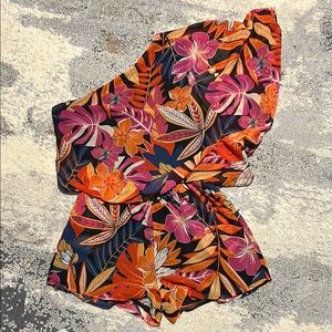 Floral One-Shoulder Romper